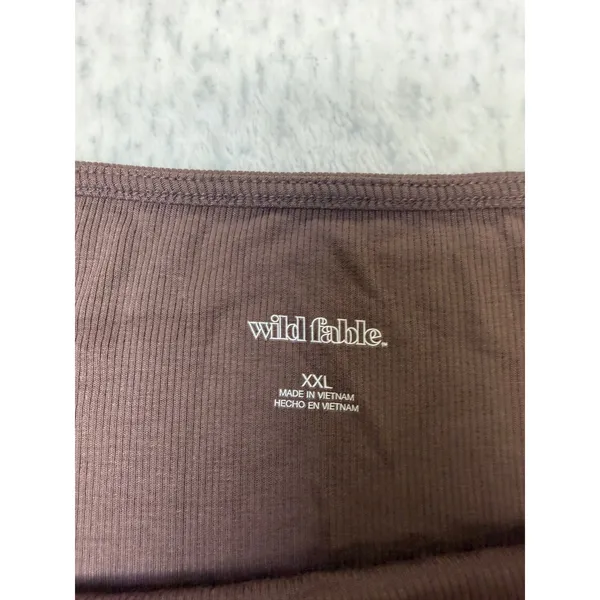 Wild Fable Brown Ribbed Long Sleeve Boat Neck Top‎ XXL Womens Chocolate Tee - Image 3
