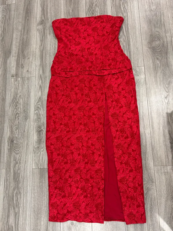 New Showpo Berri Maxi Dress Strapless Jacquard High Split Dress -Large MSRP $129 - Image 7