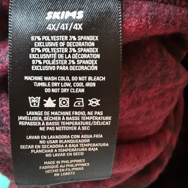 NWOT SKIMS Unisex Fleece Flannel Sleep pants Medium in Wine Plaid 4x - Image 5