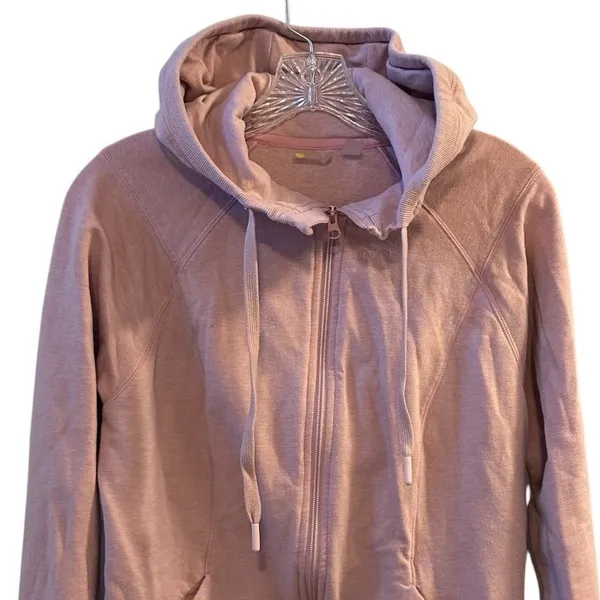 Zella Women's‎ M Pink Ruched Long Sleeve Zip Front Hoodie Jacket - Image 2
