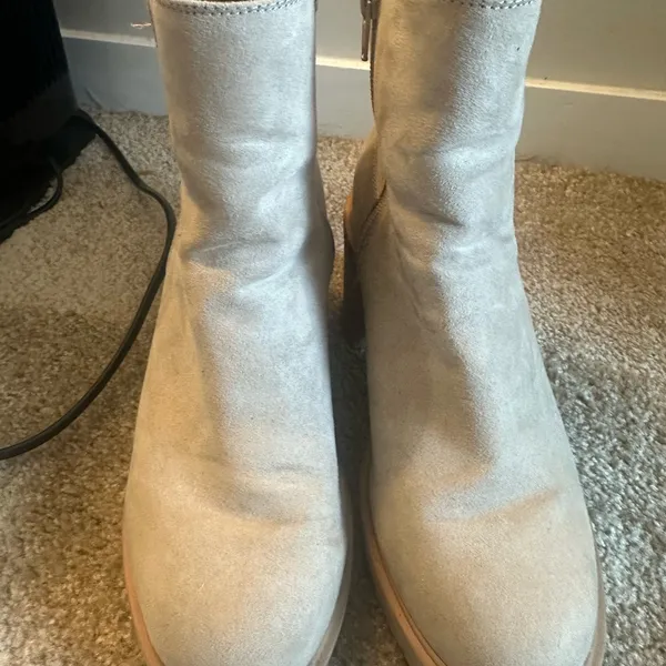 Target Taupe Suede Block Heel Ankle Boots - Image 3
