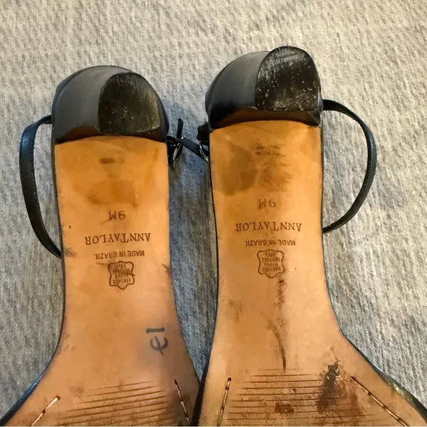 Ann Taylor Black Leather Ankle Strap Heeled Sandals Women’s 9 - Image 6