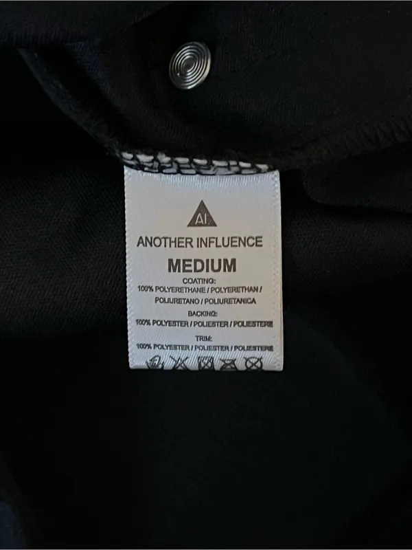 Another Influence Black Faux Leather Hooded Rain Jacket Sherpa Lined Medium - Image 7
