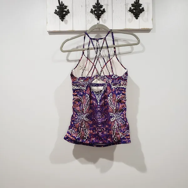 Athleta Aqualuxe Molded Tankini Top Purple Floral Swim Women’s MT - Image 2