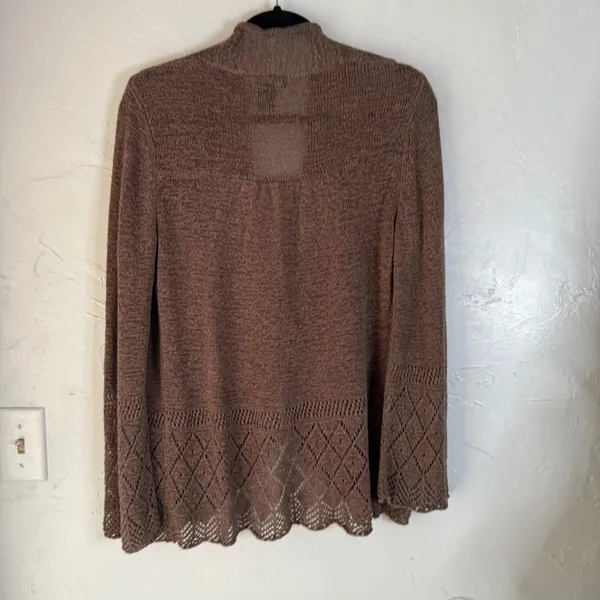 Willi Smith Brown Knit Cardigan SweaterCrochet‎ Size S Boho Western Festival - Image 5