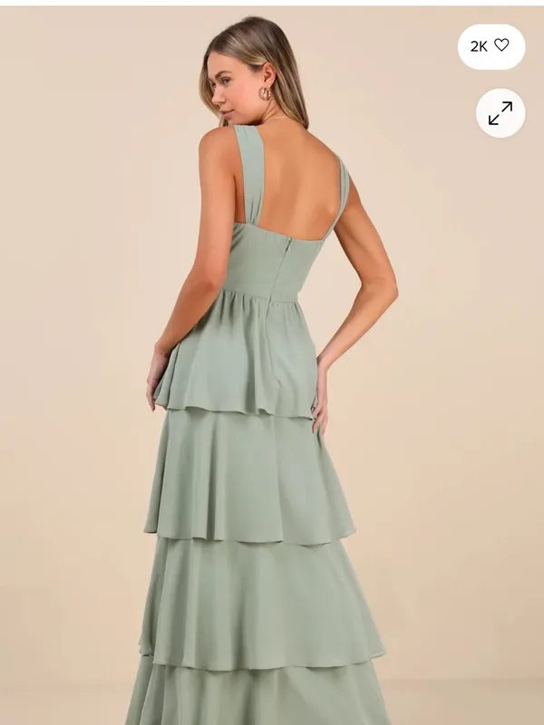 Lulus Carlynda Sage Brush Tiered Bustier Maxi Dress Size XL - Image 2