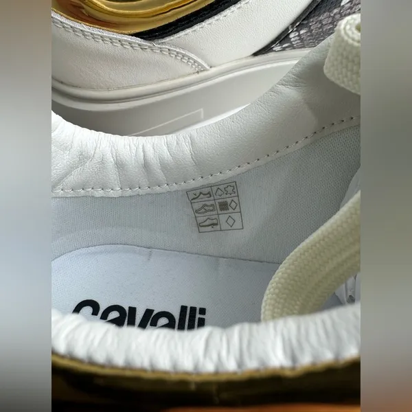 Roberto Cavalli leather White and Gold Women's Sneakers - Image 13