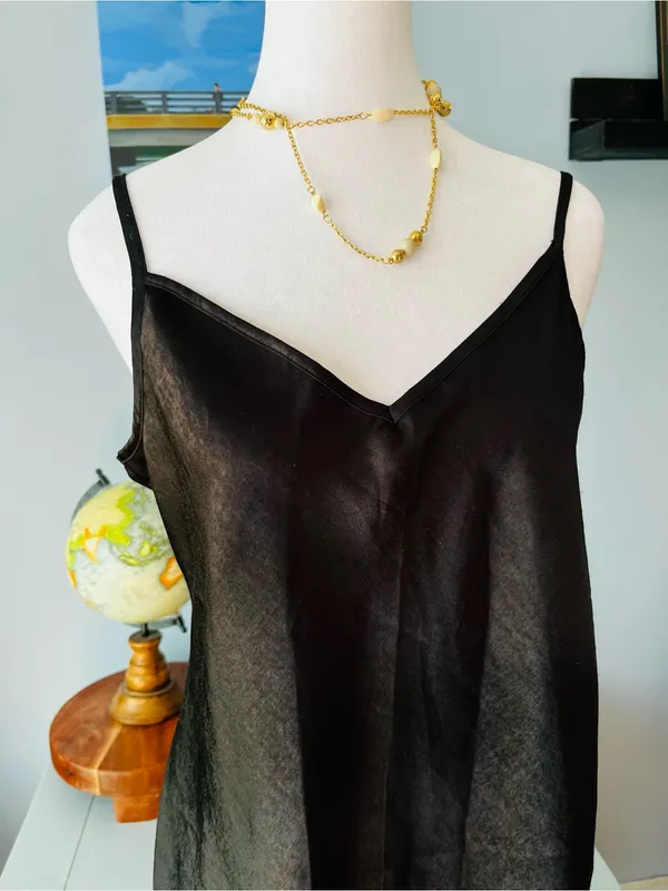 Gilly Hicks Black Slip Dress Size Medium V Neck Minimalist Y2K Festival - Image 4