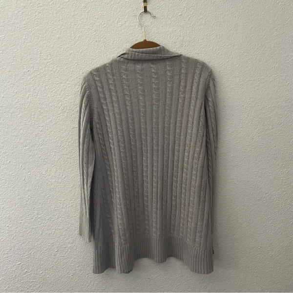 Grey Cardigan Sweater Open Wrap - Image 3
