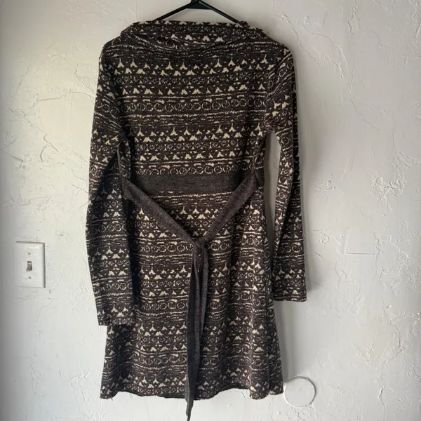 Hazel Brown‎ Patterned Long Sleeve Cowl Neck Knit Dress Fair Isle Print Small S - Image 6