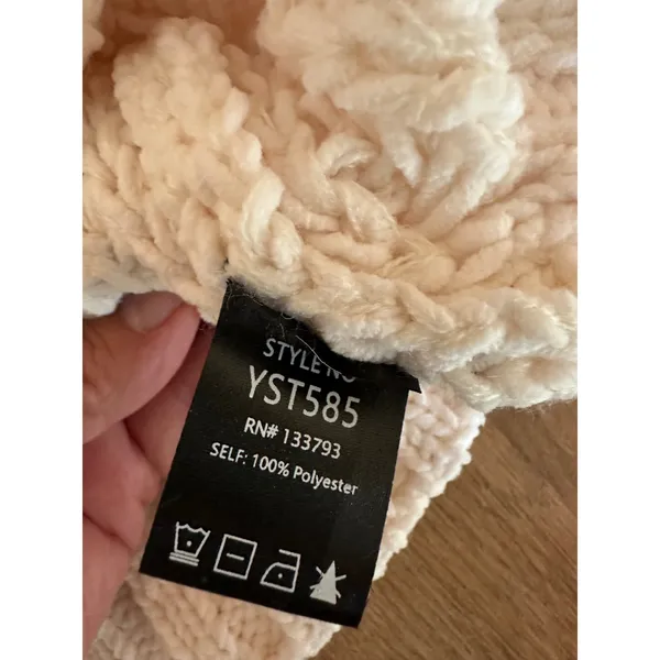 POL Cable Knit V-Neck Oversized Sweater Off White Cream Large YST585 - Image 5