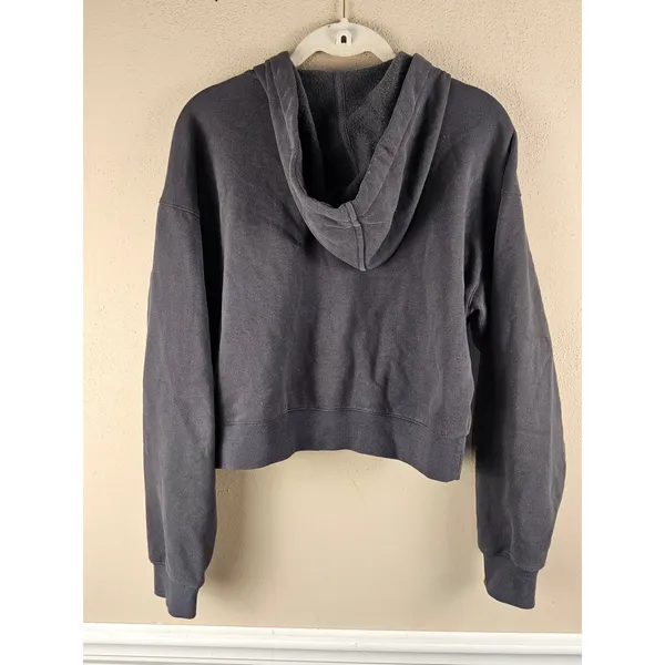 Marine Layer Womens Gray Anytime Cropped Full Zip Hoodie Sweatshirt Small - Image 2