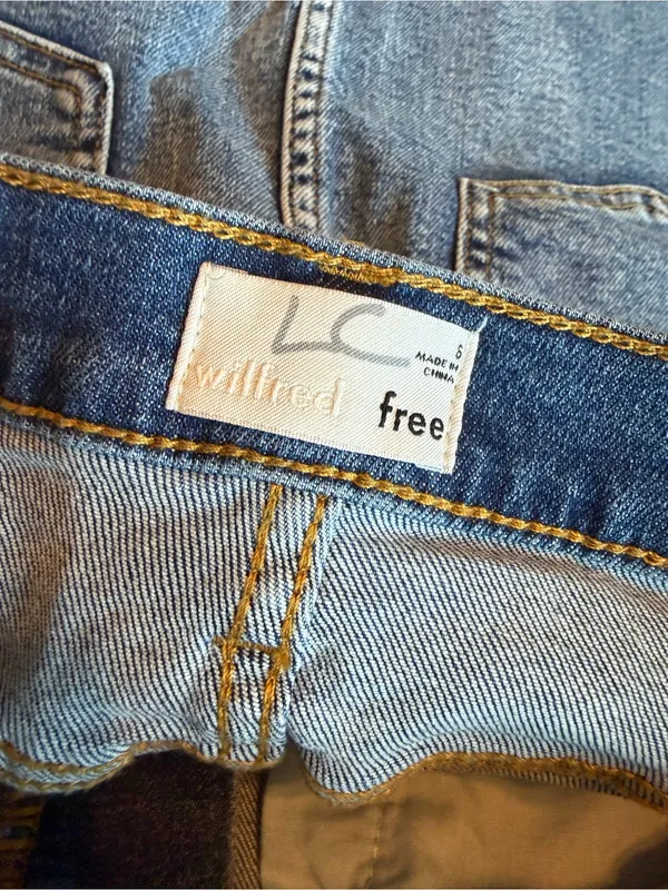 Wilfred Free Aritzia Denim Skirt Tanit Medium Wash Raw Hem Casual Size 6 NWT - Image 14
