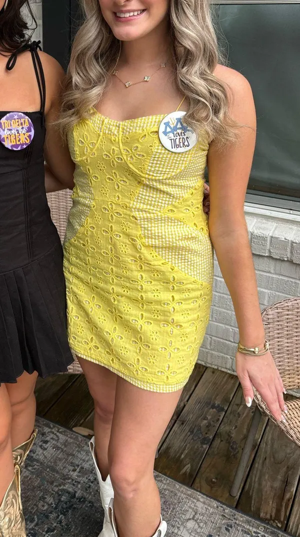Yellow Eyelet Dress - Image 6