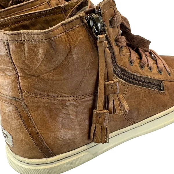 UGG Blaney Brown Leather High Top Sneakers Tassel Side Zip Womens Size 7.5 Shoes - Image 11