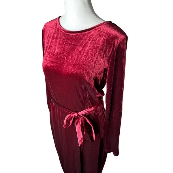 Windsor Dark Red Velvet Maxi Dress L Gothic Romance Formal Gown - Image 5