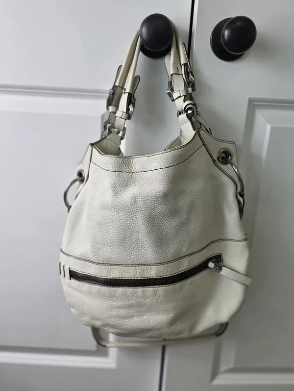 Oryany Womens Pebble Leather Handbag Shoulder Bag Purse White Silver Accents - Image 7