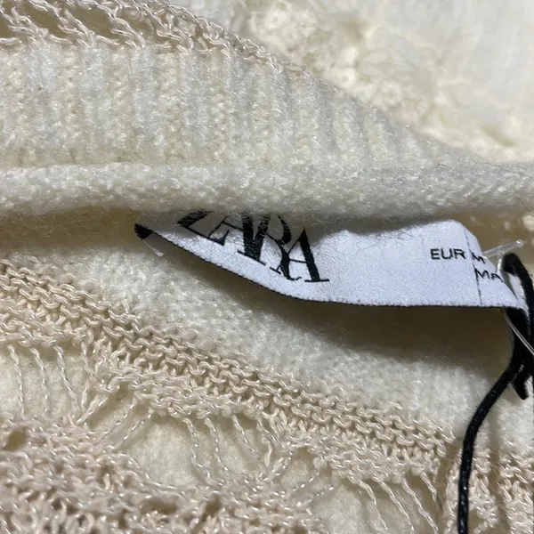 NWT ZARA COMBINATION POINTELLE VEST Sweater Top Super Oversize M Ivory - Image 6