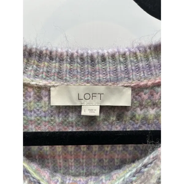 Loft Rainbow Spacedye Pastel Knit Sweater Large L‎ - Image 3