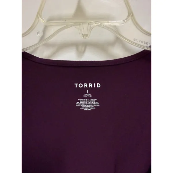 Torrid 1X 14-16 Foxy Sweetheart O-Ring Ruched Top Winter Bloom Purple NWT - Image 8