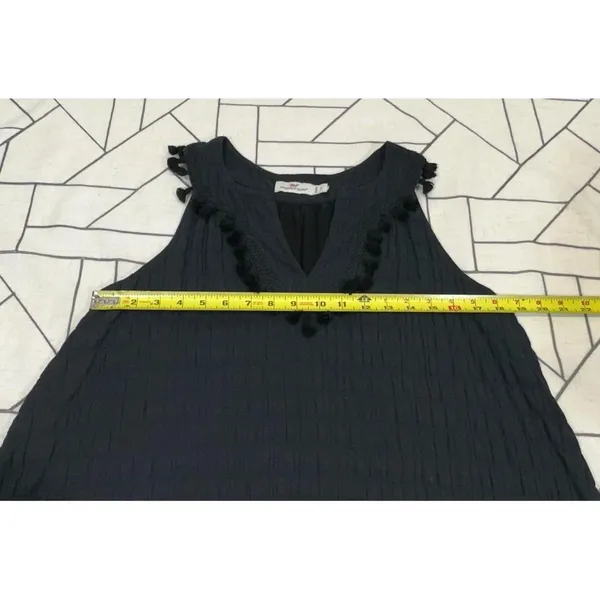 Vineyard Vines Smocked Ruffle Textured‎ Sleeveless Dress Black Womens Size Small - Image 6