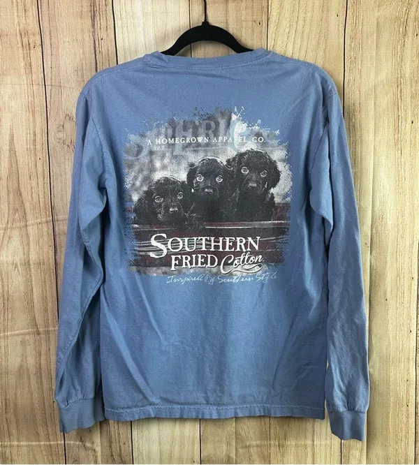Southern Fried Cotton Sky Blue Long Sleeve Tee - Image 4