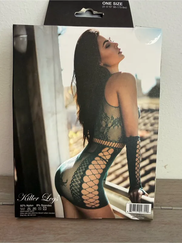 Yelete Killer Legs Green Lace Fishnet Chemise Minidress & Thong Set NIB OSFM - Image 5