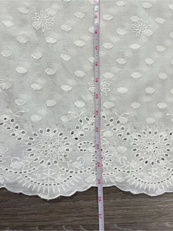 Studio West 100% Cotton Eyelet Swiss Dot Boho Peasant Blouse M White - Image 10