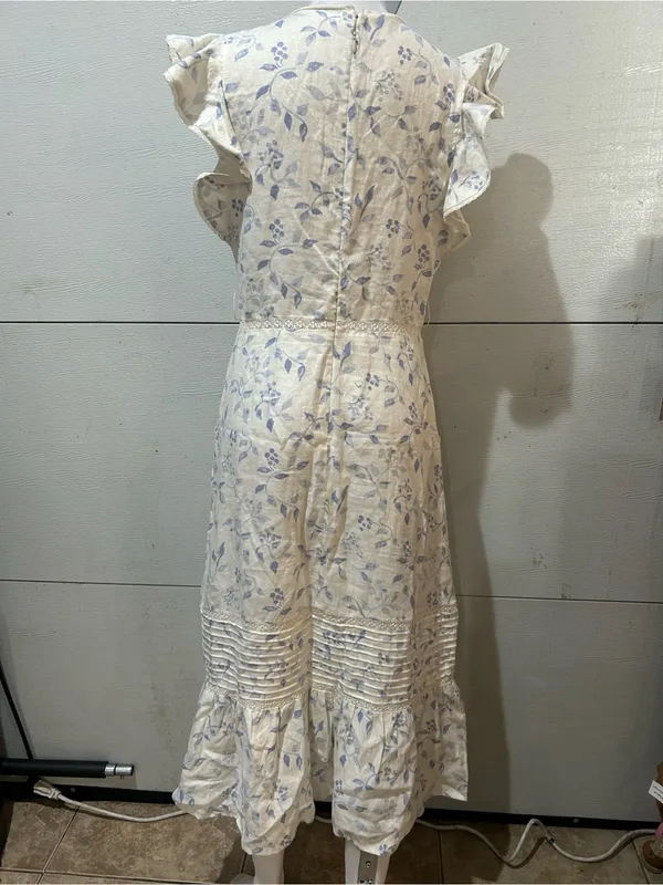 Reformation Ivory Maxi Dress with Lavender Floral Print - Image 8