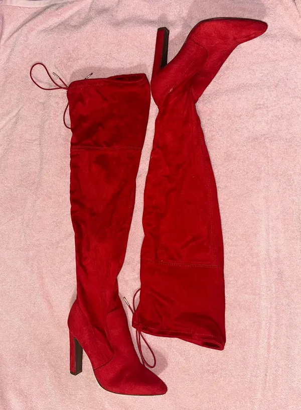 Red Suede thigh-high boots  - Image 2