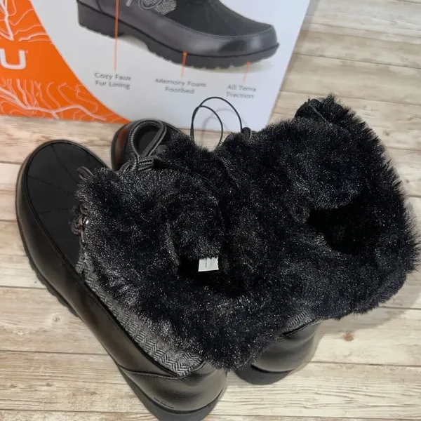JBU Women’s Boots Size 6‎ Black Memory Foam Waterproof Warm Winter Faux Fur NWT - Image 11