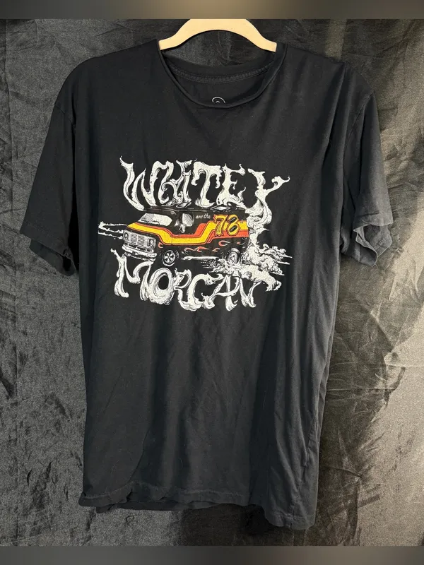 Vintage Band Tee with Black Graphic and Car Motif - Image 2