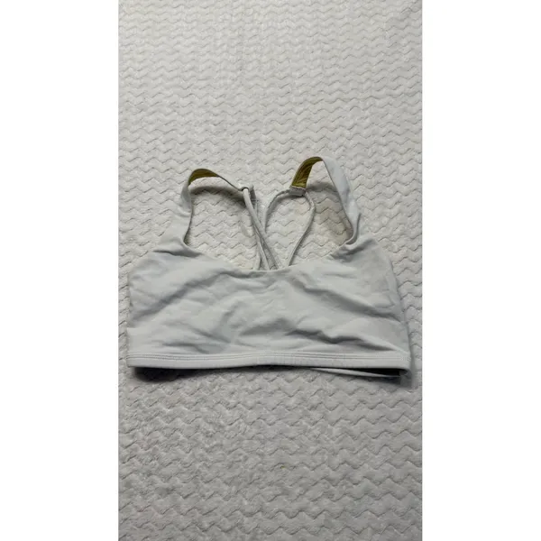 Lululemon Free To Be Wild Sports Bra Light Grey Yellow Strappy Back Size 4 - Image 3