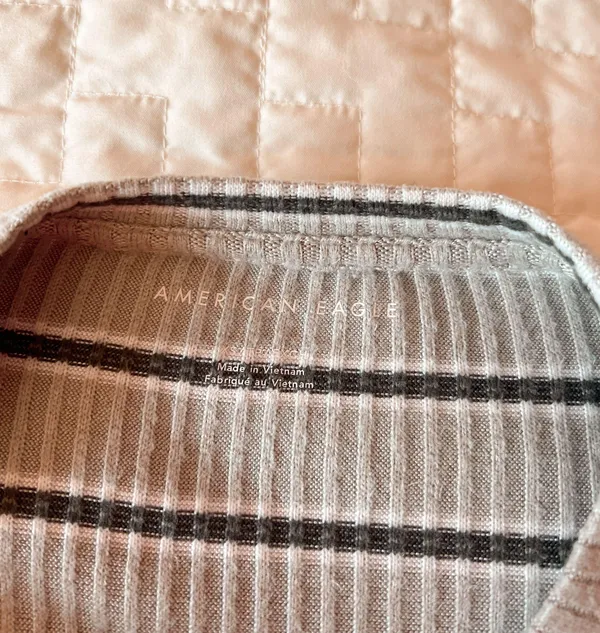 American Eagle Soft & Sexy Plush Striped Ribbed Long Sleeve Tee Size XS - Image 3