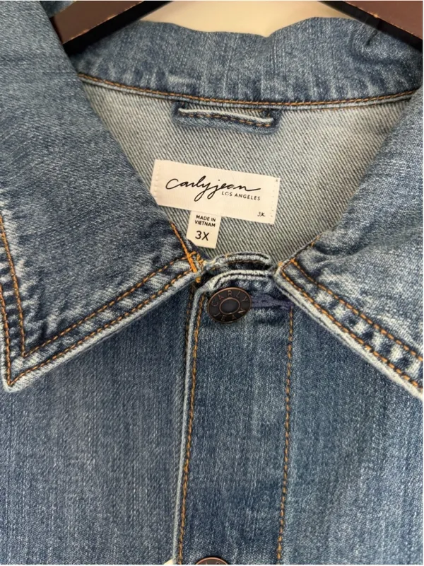 NEW CARLY JEAN LOS ANGELES CJLA Hunter Jean Jacket Medium Wash 3X - Image 9