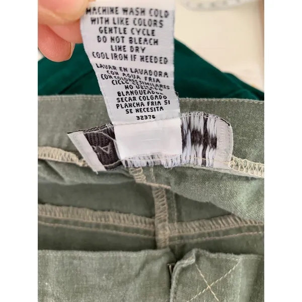 Sag Harbor Sport Capri Pants Woman Olive Green Womens 16W Linen‎ Zip Lagenlook - Image 9