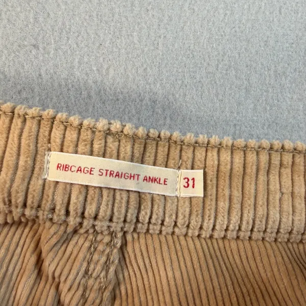 Levis Premium Ribcage Straight Ankle Corduroy Pants Tan Beige Womens 31 - Image 7
