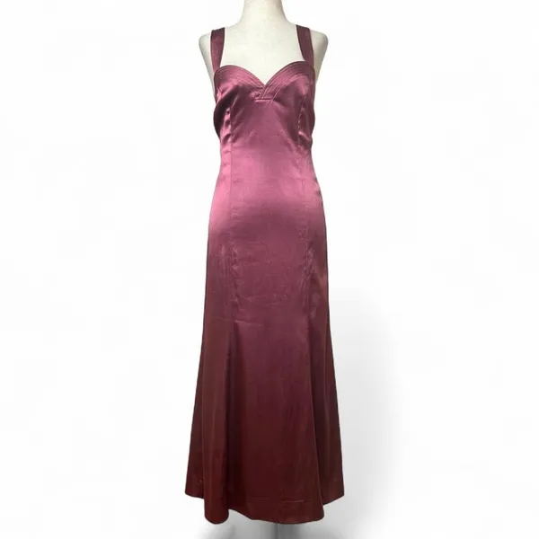 Anthropologie Satin Midi Dress in Mauve - Image 3