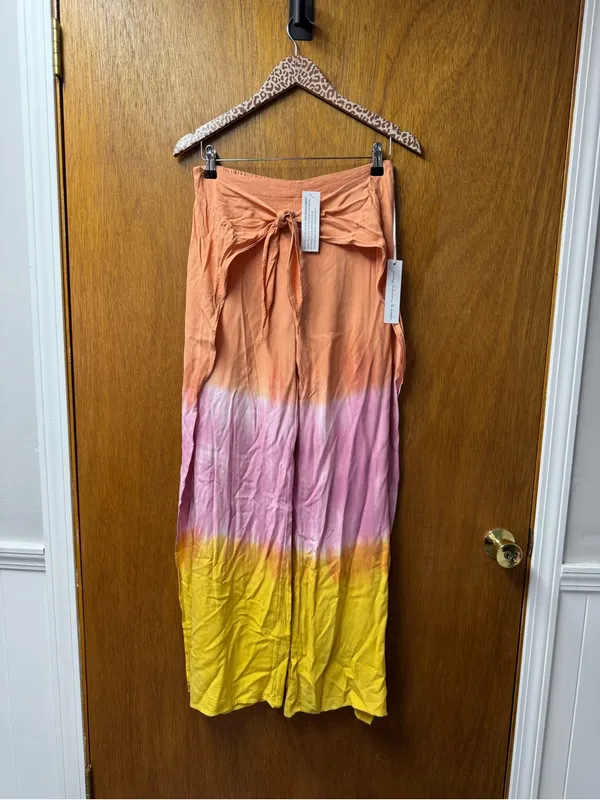 Young Fabulous & Broke Abigail Tie Front Split Wide Leg Tie Dye Pants Large NEW - Image 16