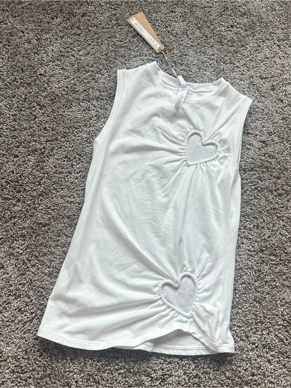 SKIMS White Sleeveless Tank with Heart Cutouts - Image 2