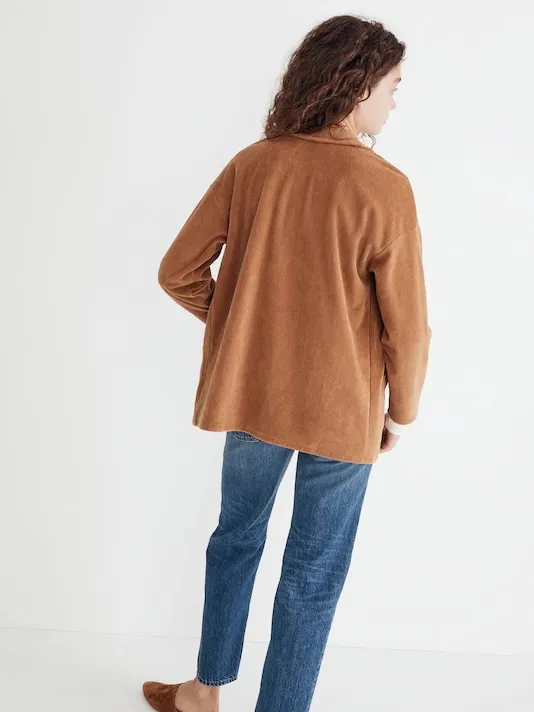 Madewell Knit Corduroy Redford Blazer Camel XXL Double Breasted Oversized - Image 8
