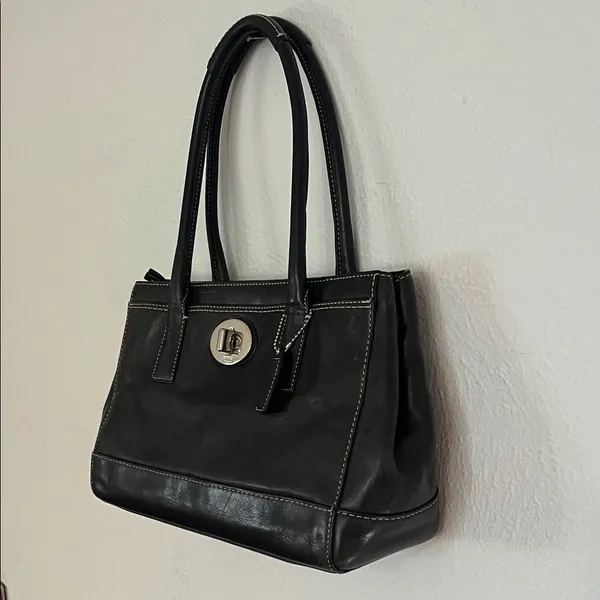 Coach Hampton Madeline Black Leather Satchel Bag Y2K Vintage Carryall Purse - Image 12