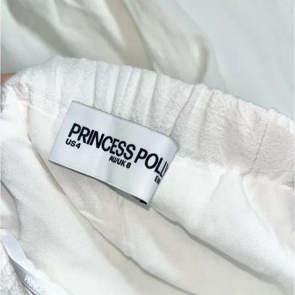 Princess Polly Linen Blend Pants White - Image 4