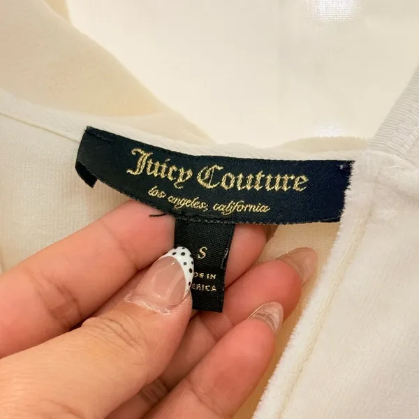 Vintage Juicy‎ Couture White Babydoll Hooded J Zipper Cardigan Small - Image 5