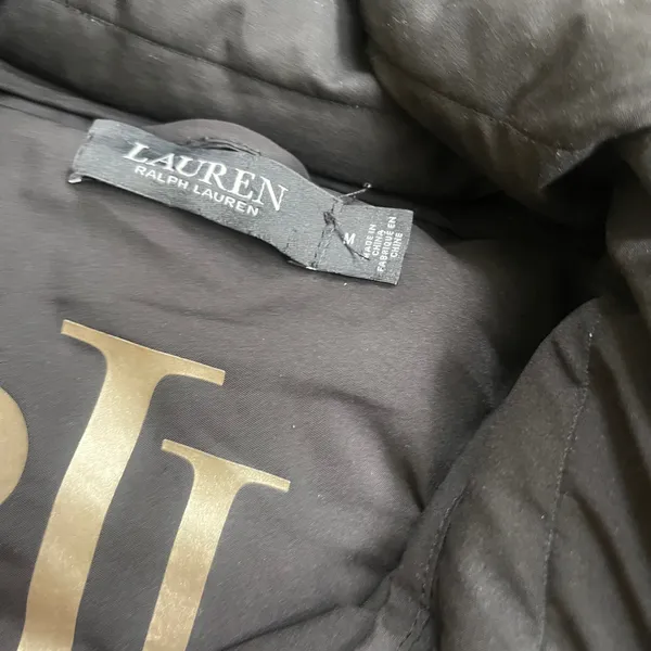 Lauren Ralph Lauren Womens Black Quilted Puffer Jacket BLACK LABEL Hood Size M - Image 6