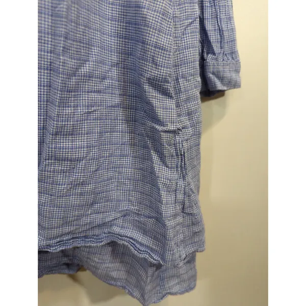 Gap Blue‎ Plaid Mini Utility Pockets Drawstring Dress Womens Large Cottage Core - Image 5