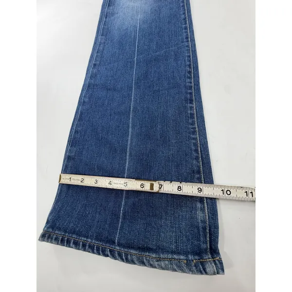 Paige Premium Denim Laurel Canyon Flare Jeans Blue Embroidered Rose Low Rise 31 - Image 7