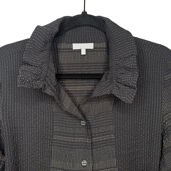 Habitat Clothes to Live In XS Crinkle Knit Button Blouse Top Minimalist - Image 2
