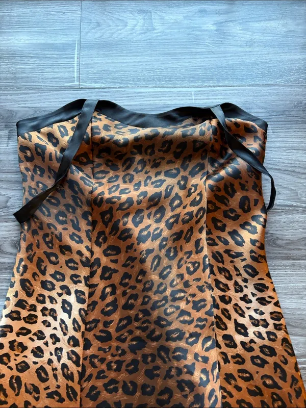 Kathy Ireland Leopard Print Satin Lingerie Slip Dress Nightie Small - Image 9