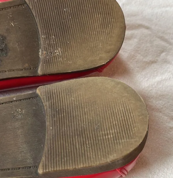I ❤️My Shoes Seaside Vintage? Shiny Red Silver Buckle Loafers Size 38 - Image 5